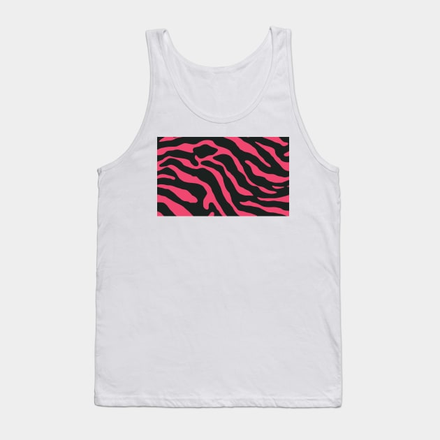 Tiger Skin Pattern Face Mask Dark Pink Tank Top by MAGE